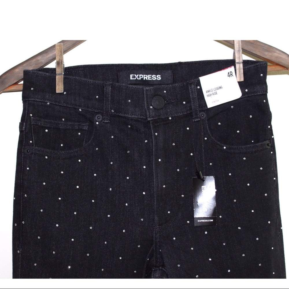 Express MidRise Rhinestone Sparkle Stud Skinny 2 4 - Picture 5 of 10